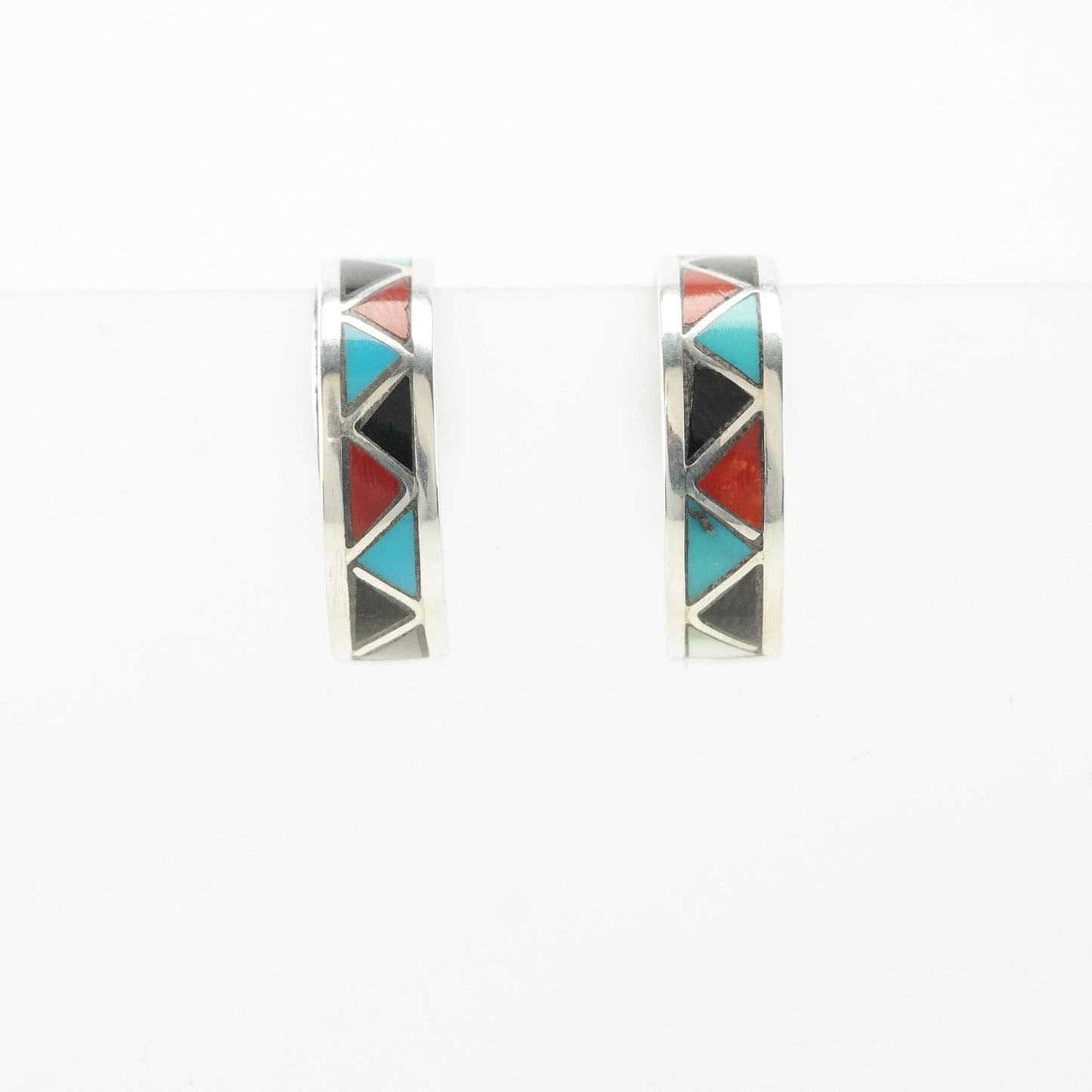 Southwest Vintage C Hoop Earrings Sterling Silver Stud