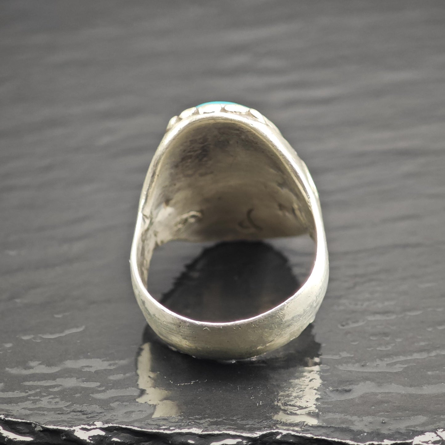 Native American Heavy Turquoise Ring Sterling Silver Sz 15 R6620