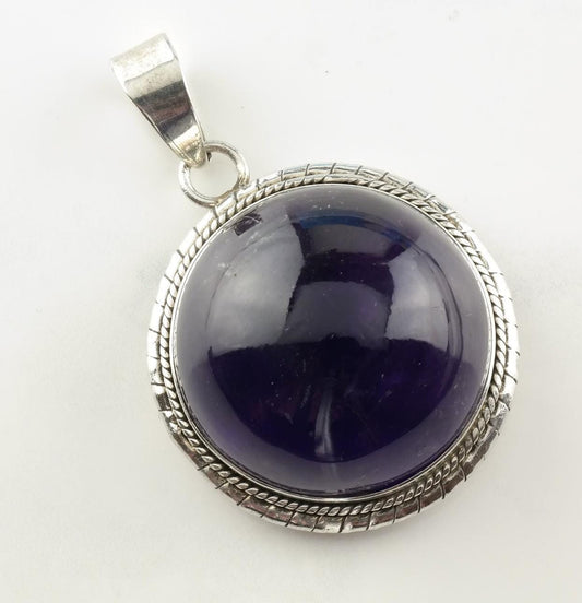 Amethyst Cabochon Sterling Silver Pendant