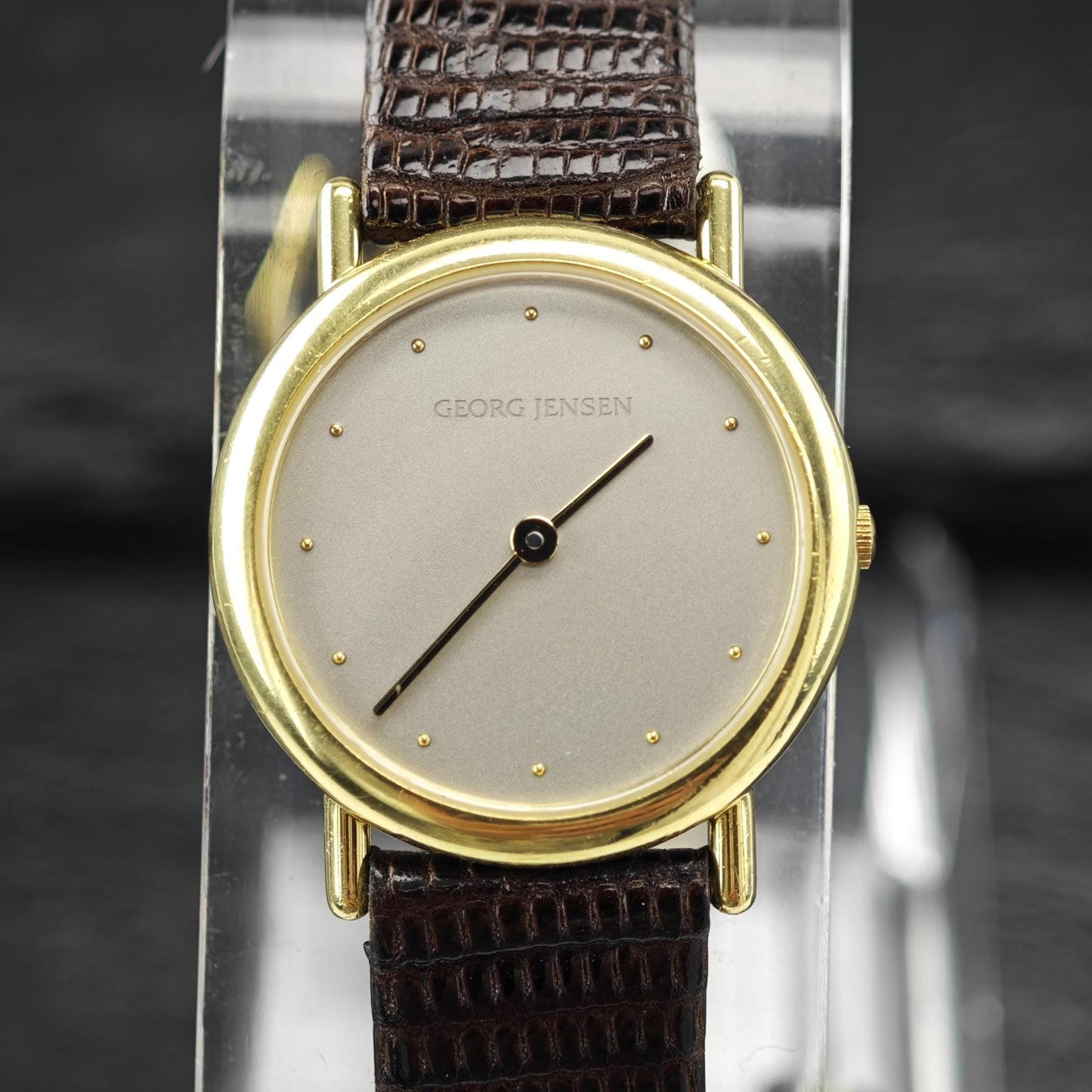 Vintage Georg Jensen Denmark, 18K Gold Off White Dial Watch, Two Extra Bands MISC0299