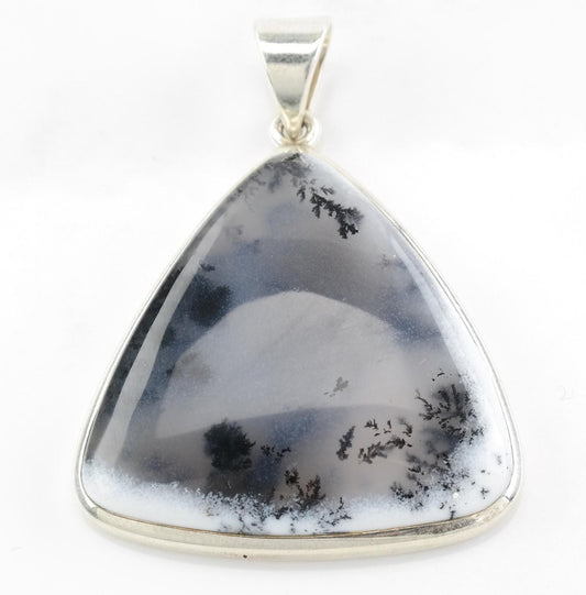 Dendritic Agate Triangle Pendant Sterling Silver