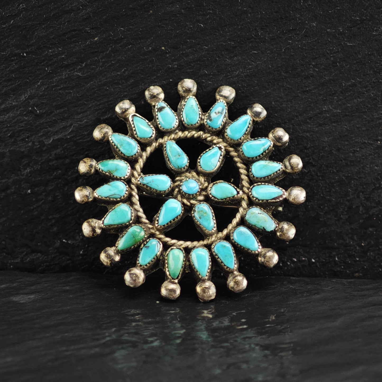 Choice of Turquoise Cluster Sterling Silver Brooches
