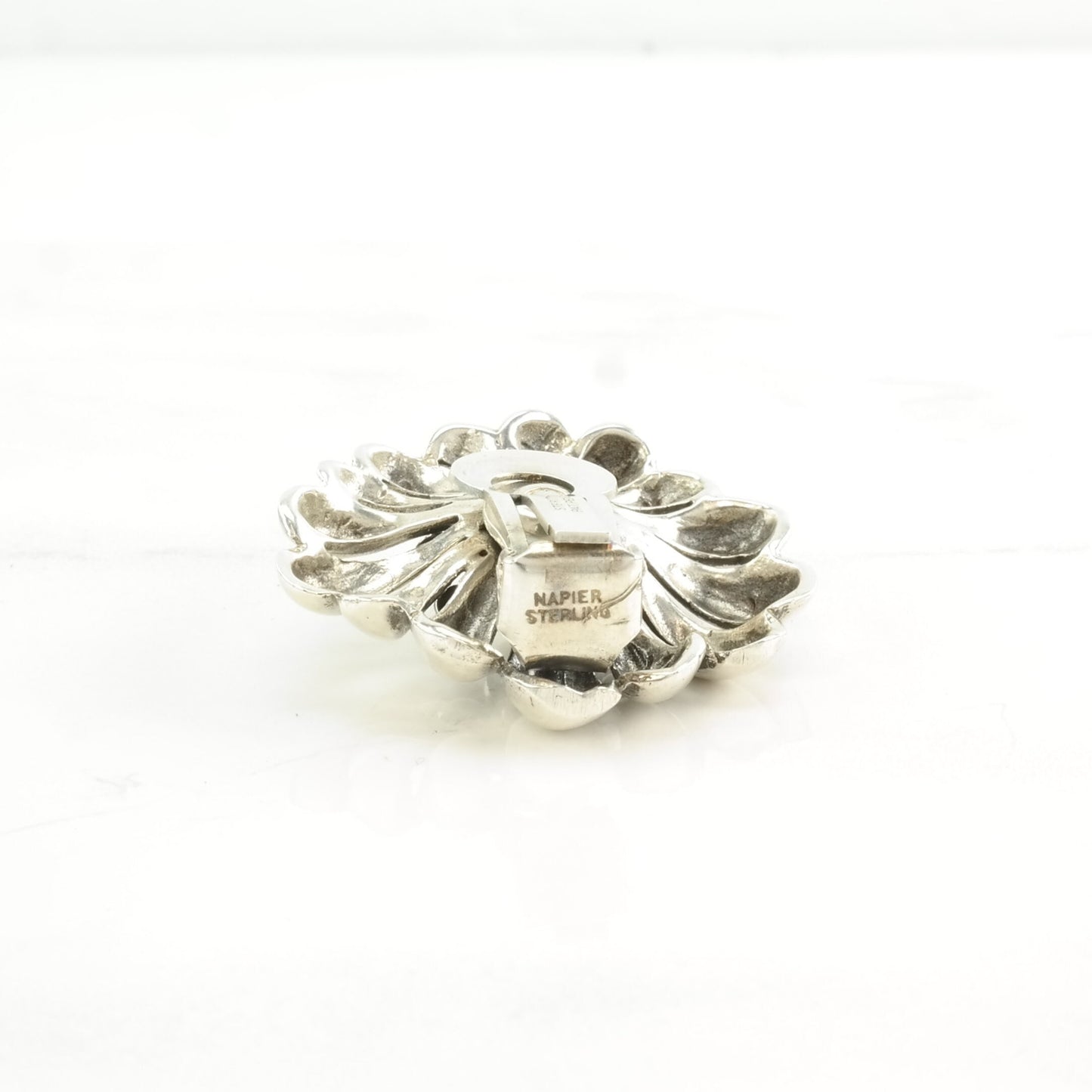 Vintage Sterling Silver Clip on Earrings Napier Floral