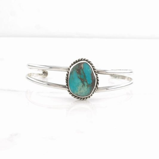 Southwest Turquoise Cuff Bracelet Sterling Silver Blue