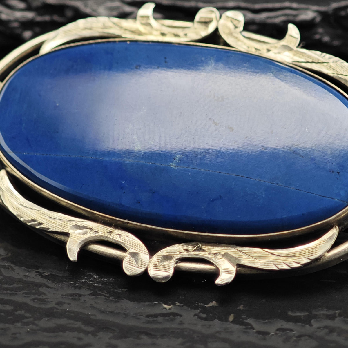 Mid-Century 800 Silver Blue Gemstone Sterling Silver Brooch B2265