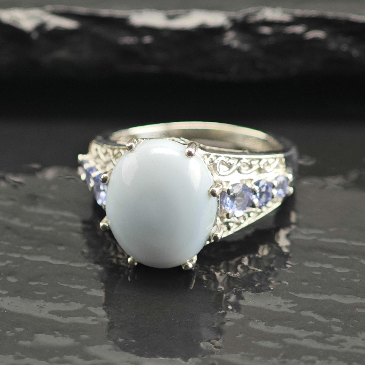 Blue Stone Tanzanite Sterling Silver Ring Sz 5 R6744