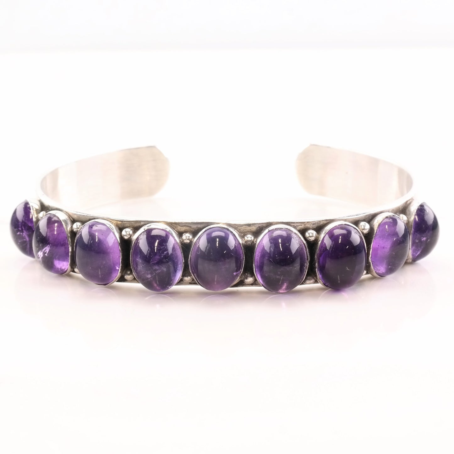 Toadlena Sterling Silver Amethyst Cluster Cuff Bracelet