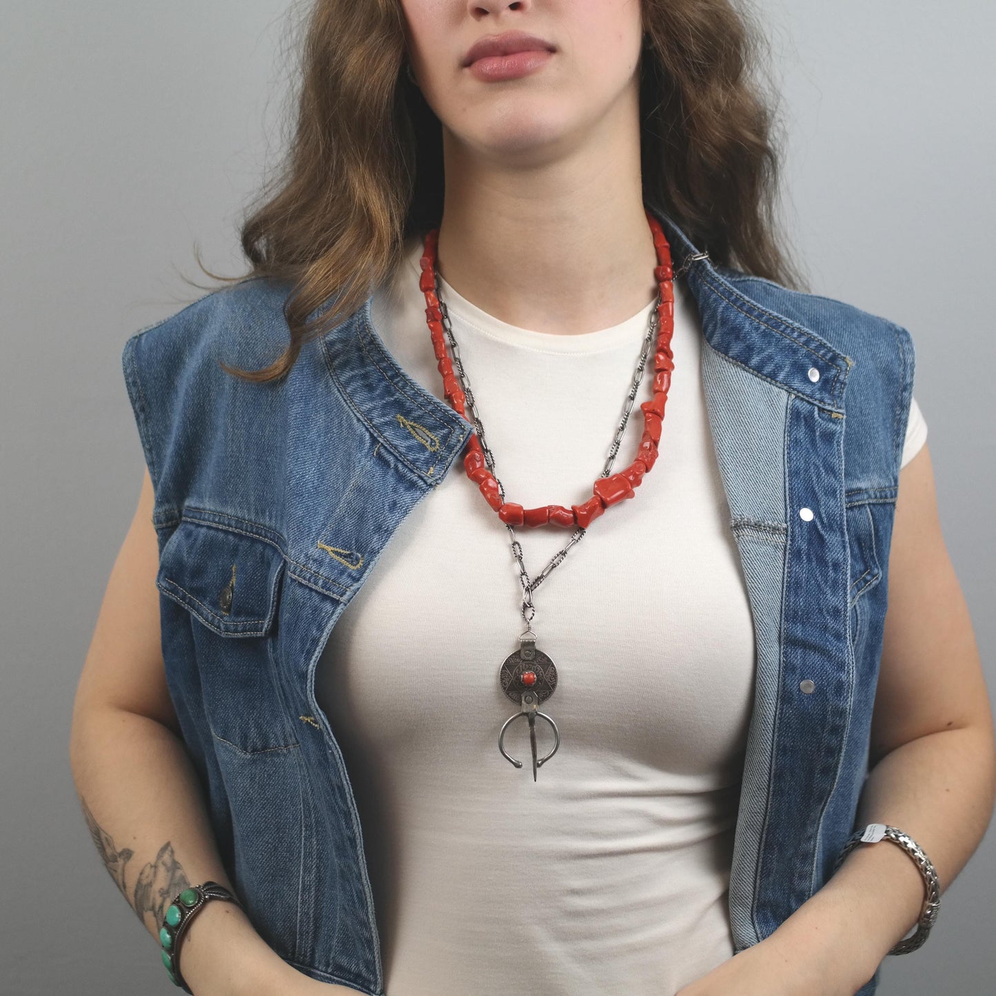 Berber Coin, 1336, Oxidized Sterling Silver Necklace N2421