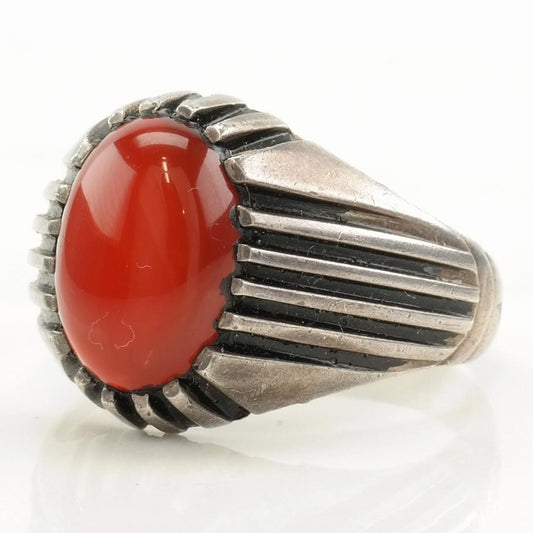 Vintage Sterling Silver Ring Carnelian Size 12 1/4