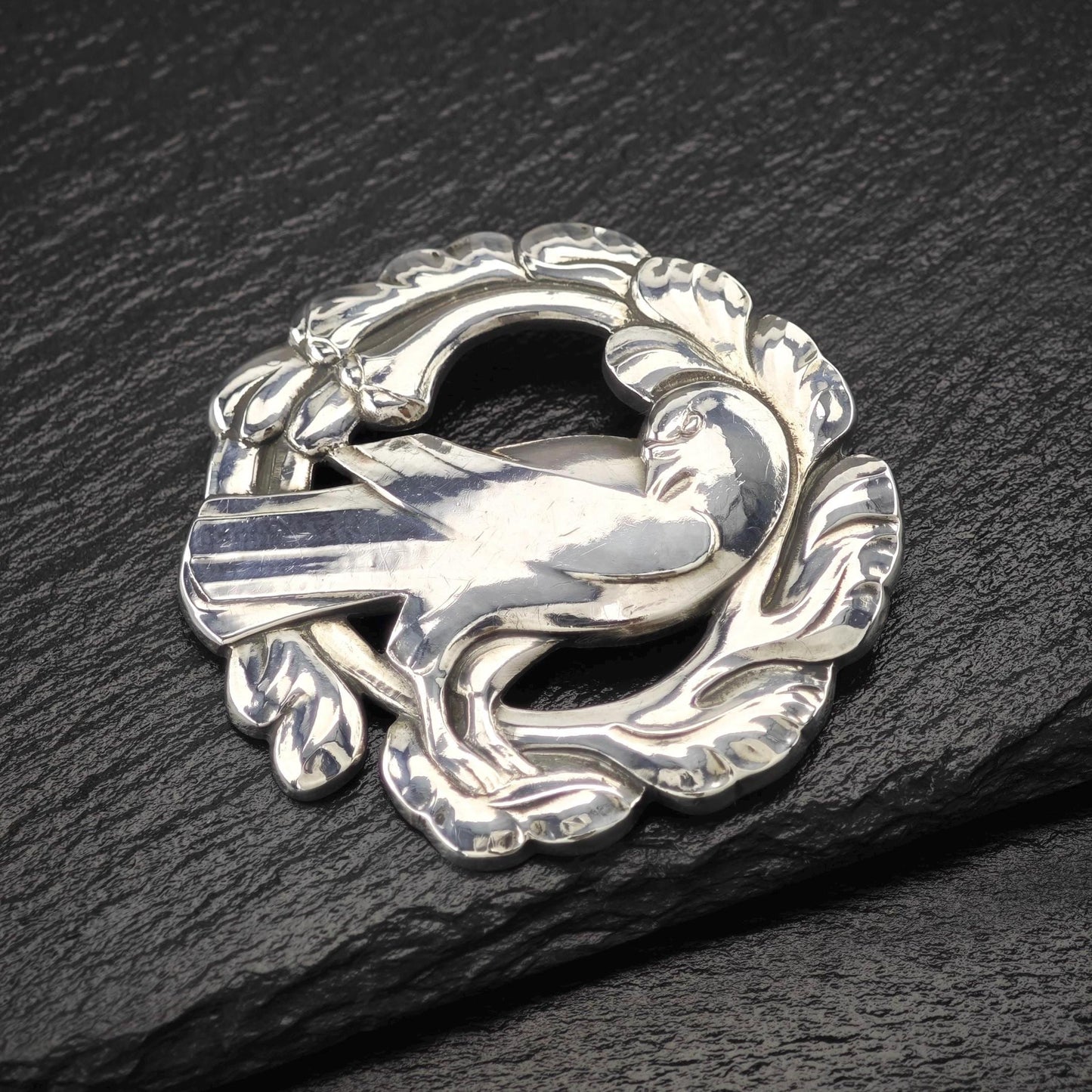 Georg Jensen 70, Floral Bird Brooch Sterling Silver
