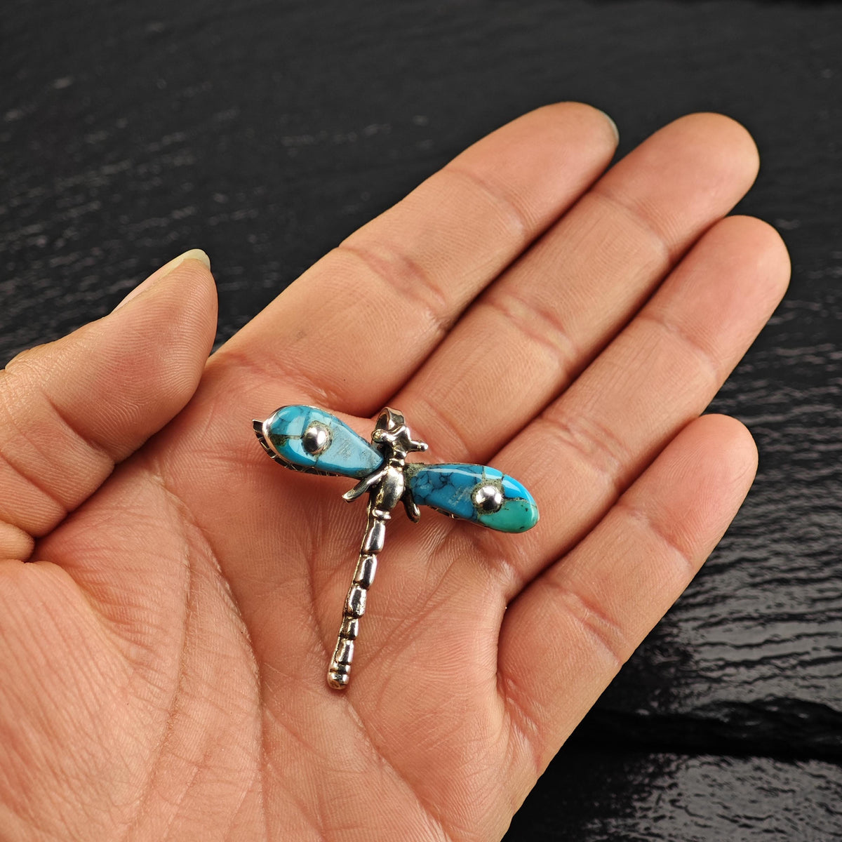 Mexican Silver Turquoise Dragonfly Sterling Silver Brooch/Pin P3165