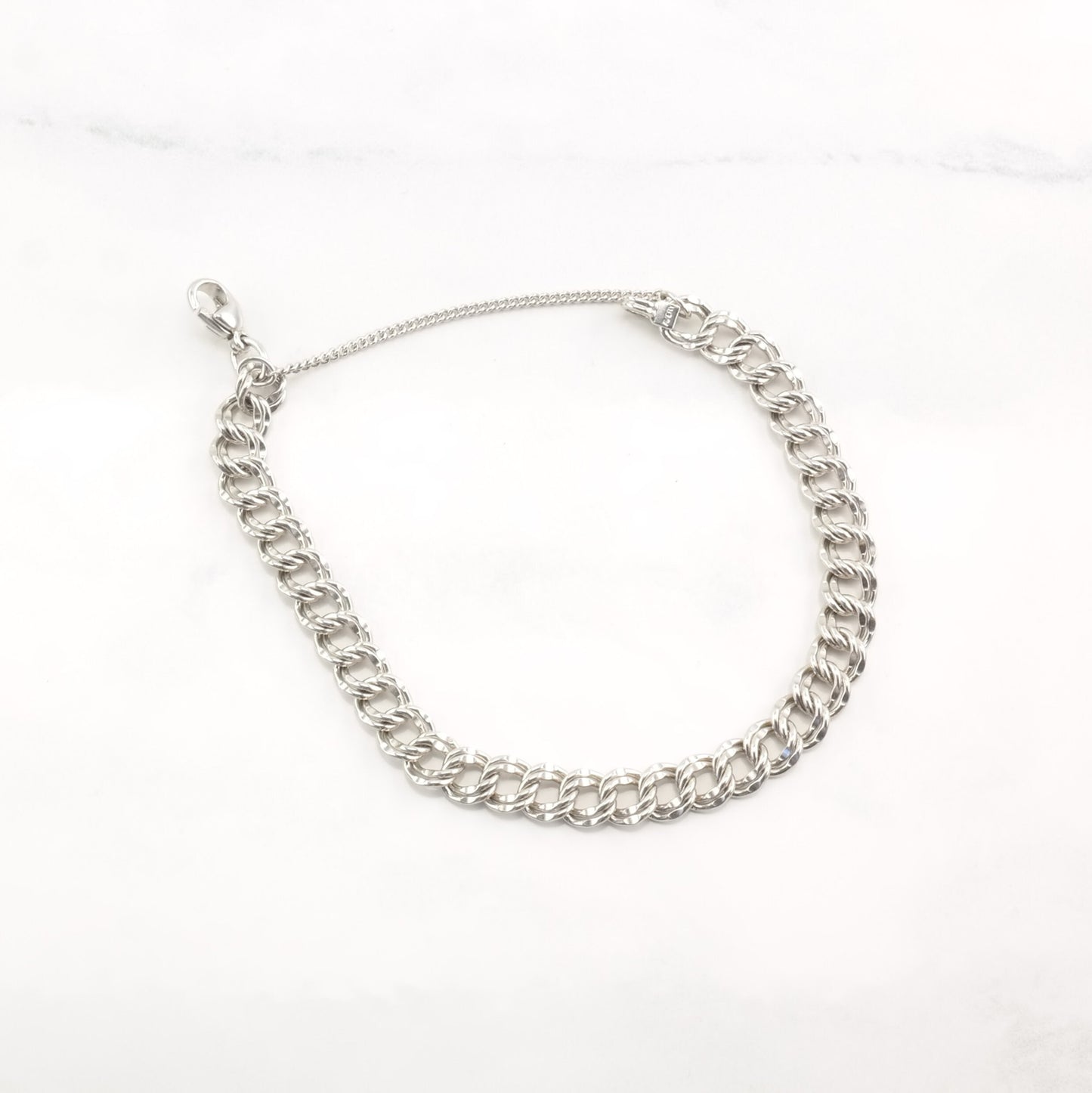 James Avery Sterling Silver Link Bracelet Double Curb Charm