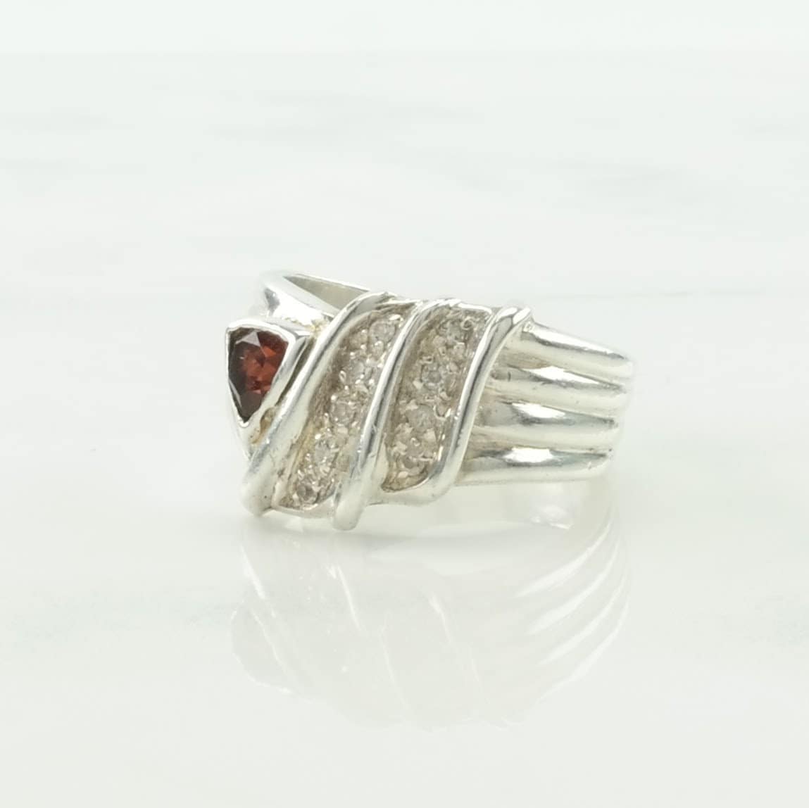 Sterling Silver Ring Garnet CZ Red Size 7