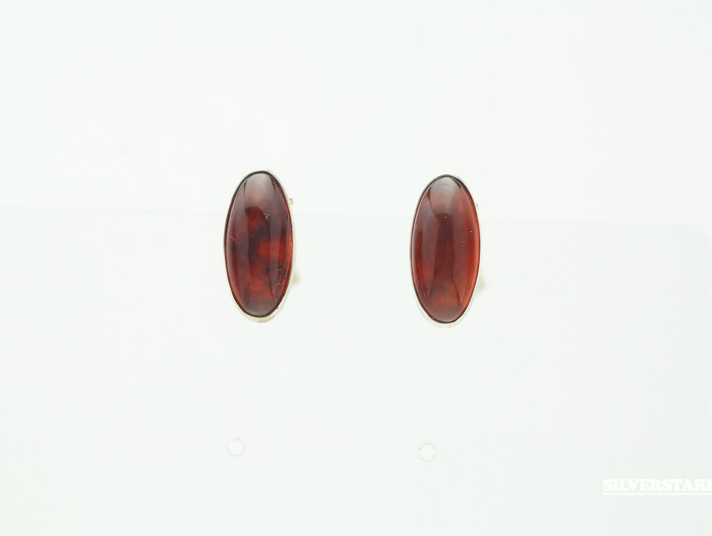 Southwest Sterling Silver Orange Amber Clip-On Earrings