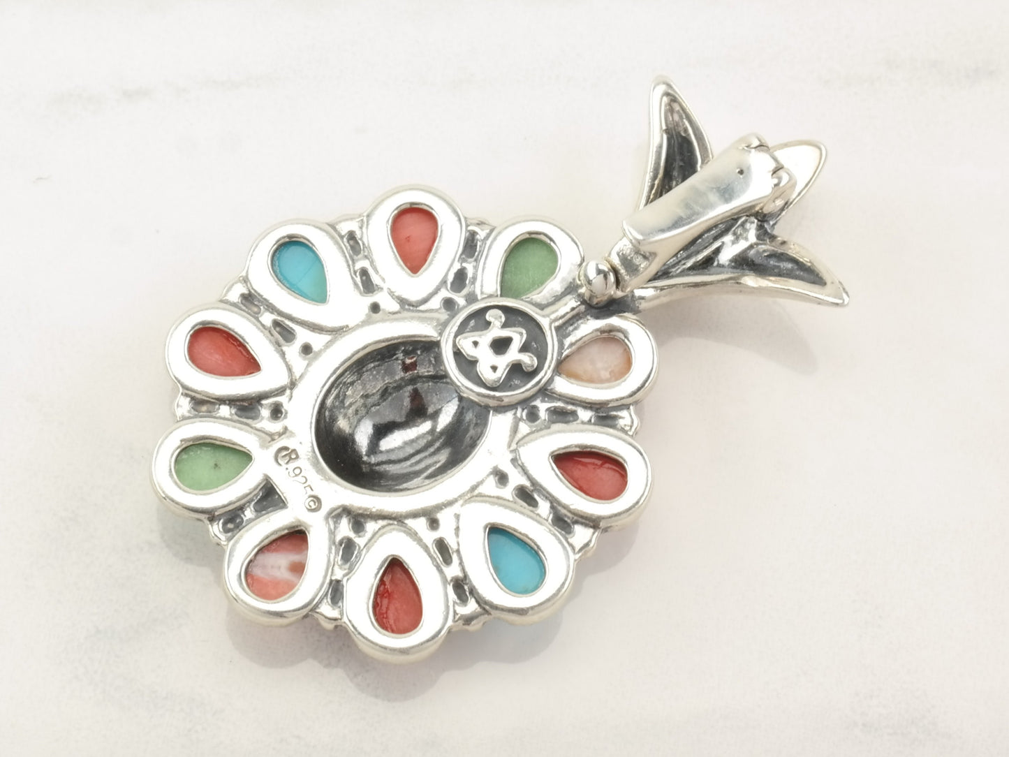 Vintage Relios Multi Gemstone Pineapple Sterling Silver Pendant