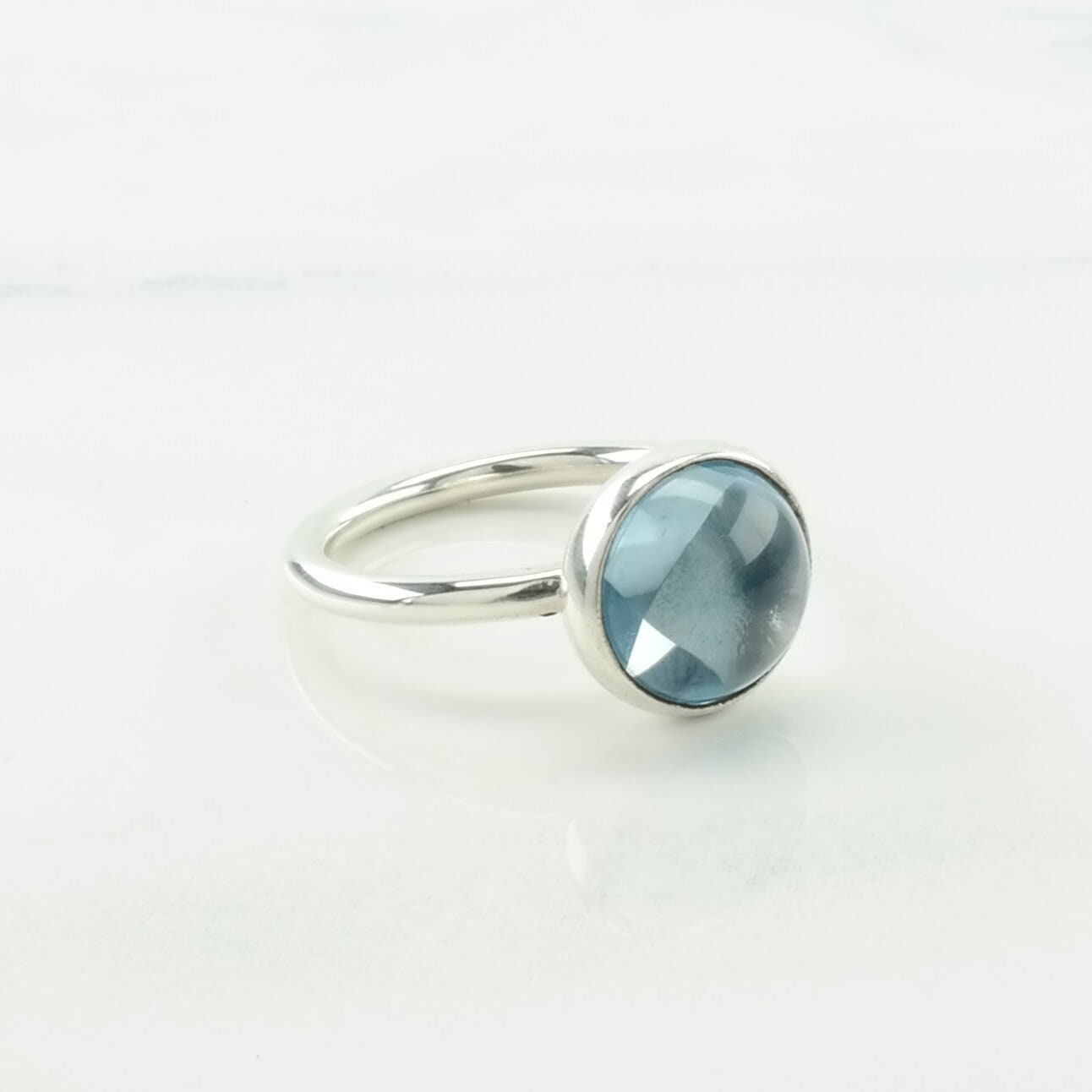 Pandora Silver Ring Aqua, Droplet Sterling Blue Size 5 1/4