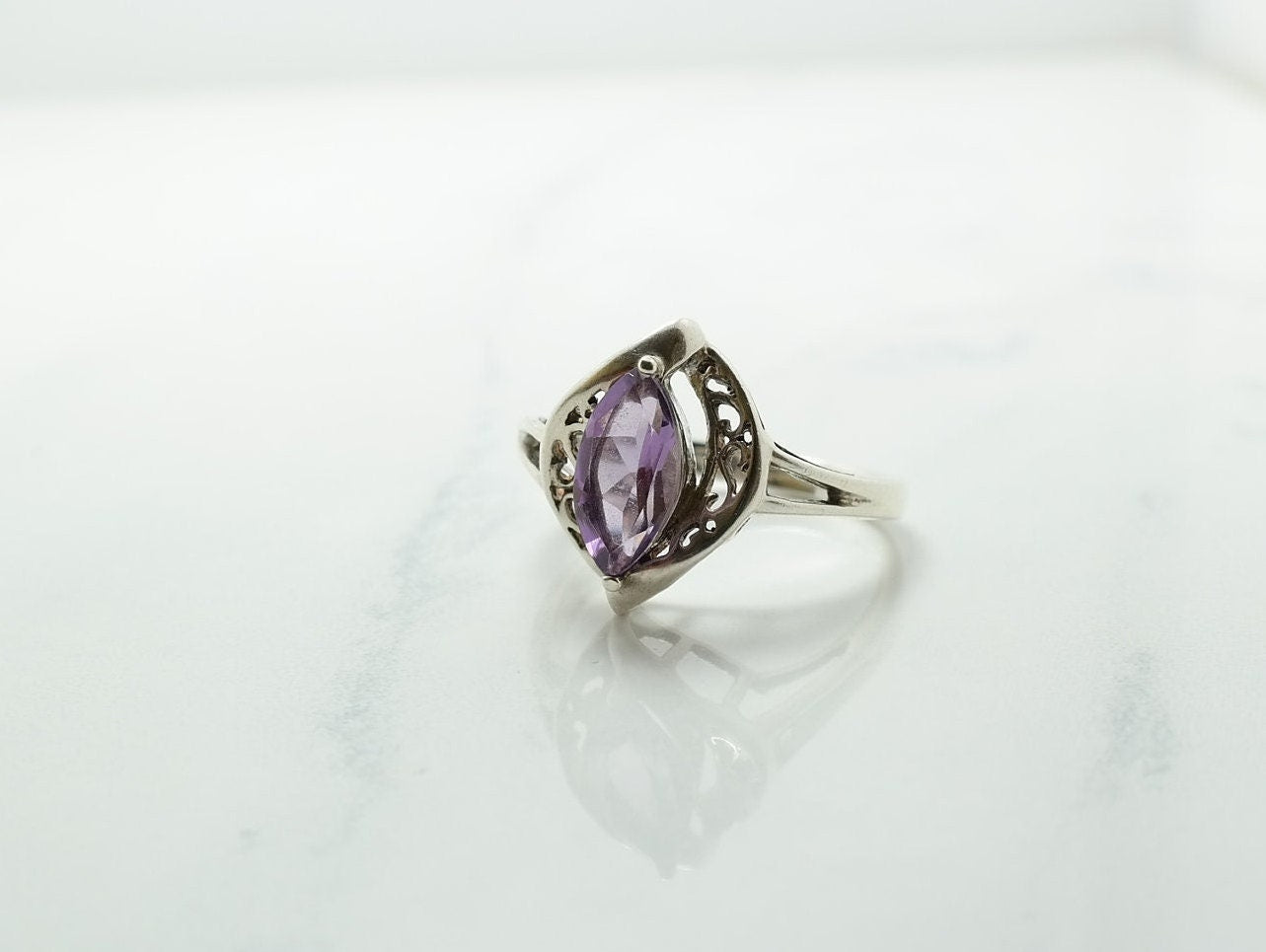 Sterling Silver Ring Amethyst Size 8