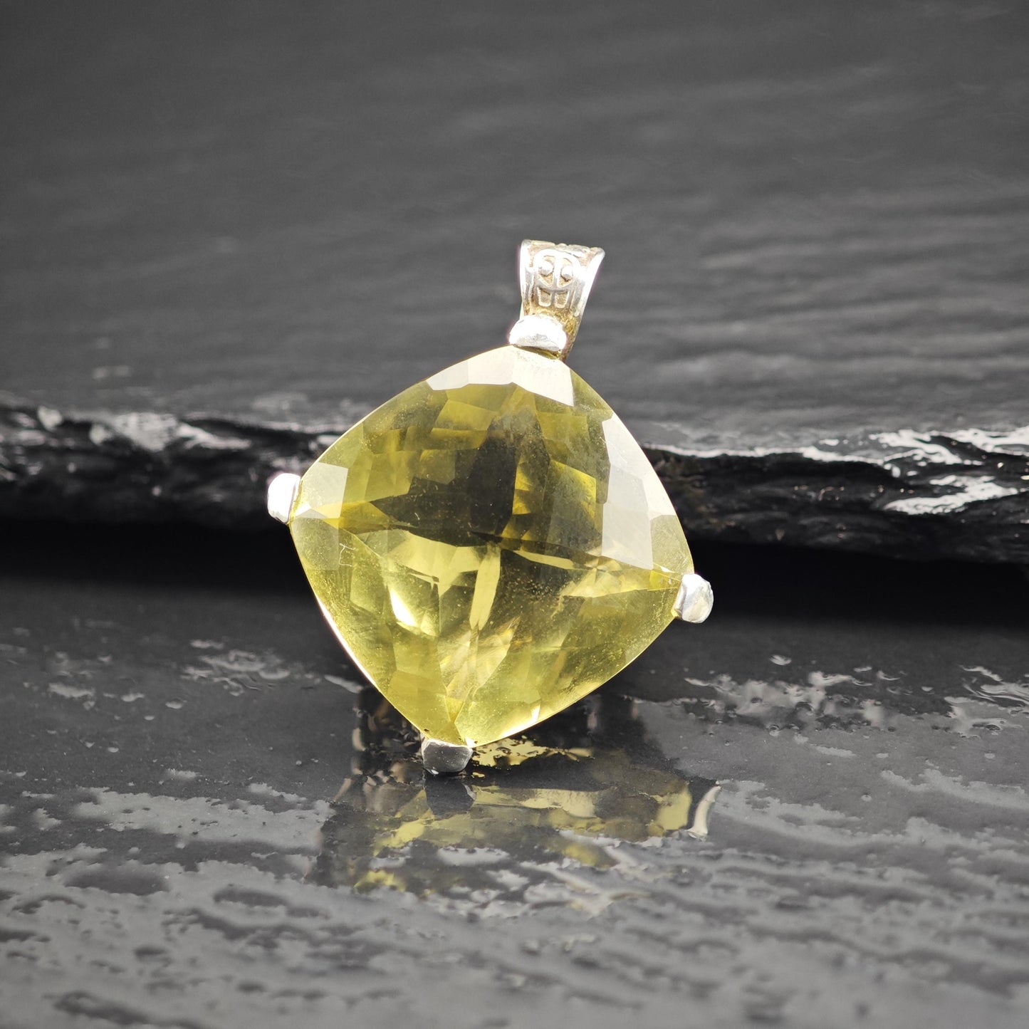AS IS Yellow Quartz Sterling Silver Pendant P3053