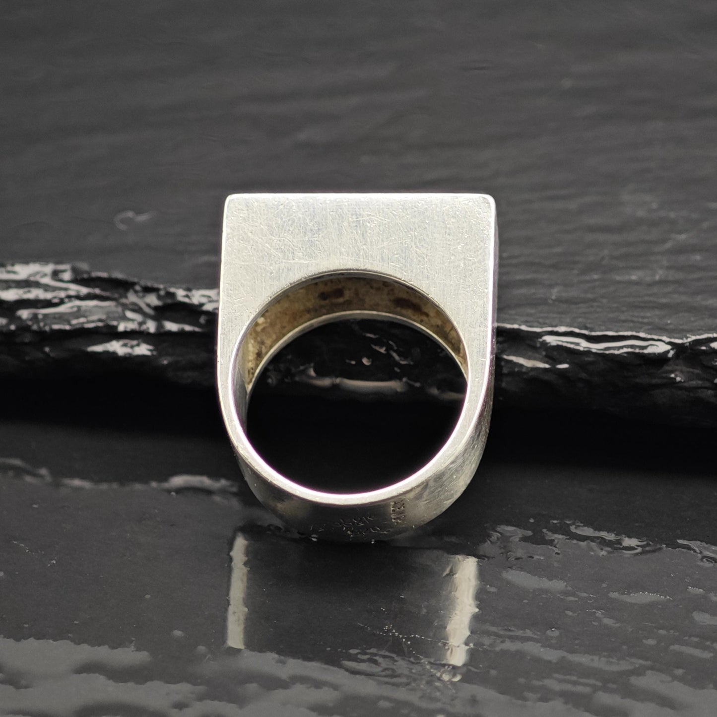 Modernist Ebony Wood Sterling Silver Ring By José María Puig Doria Sz 6 1/4 R6704