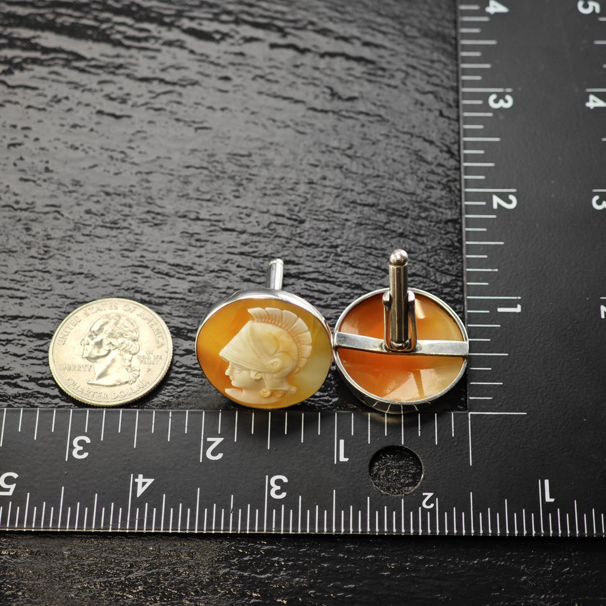 Trojan/Spartan Cameo Circle Sterling Silver Cufflinks MISC0433