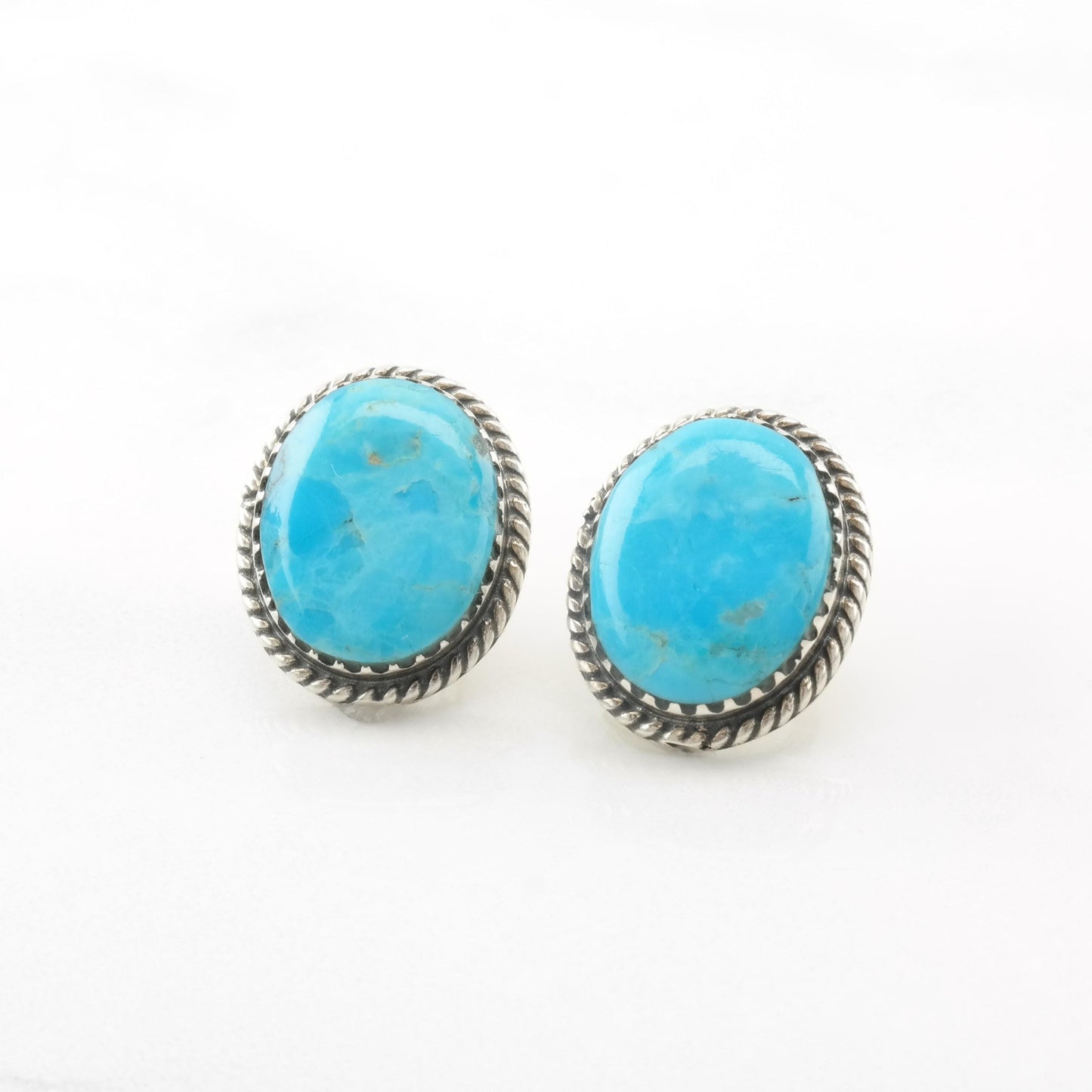 Choice Vintage Turquoise Stud Earrings Sterling Silver