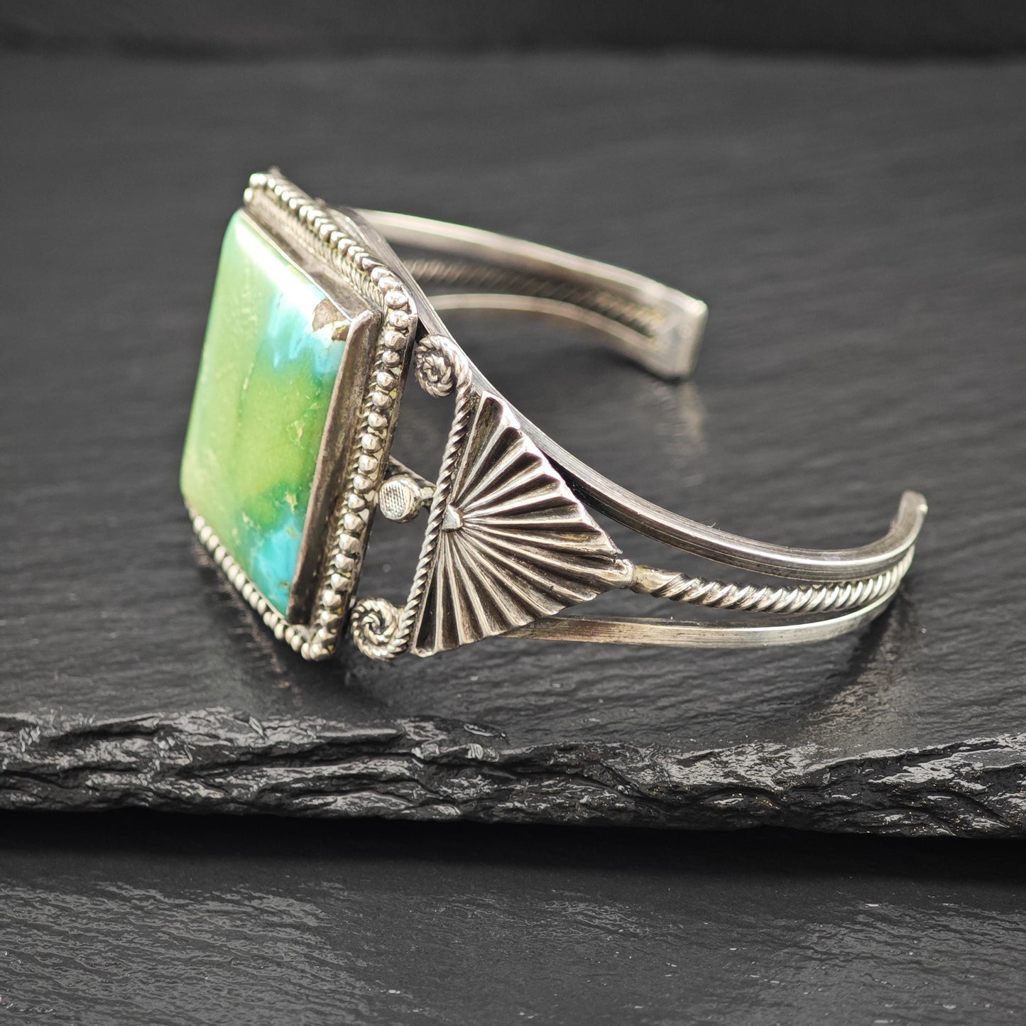 Navajo Native American Turquoise Cuff Sterling Silver Sz 6 3/4" BR3030