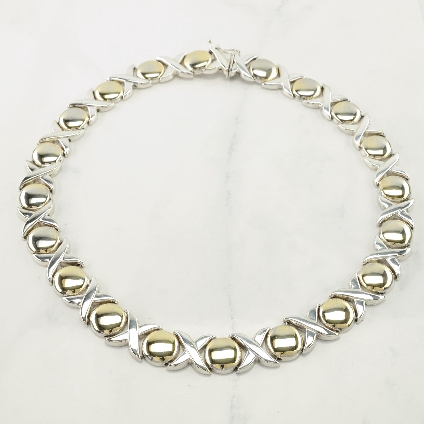 Italian Sterling Silver & Gold XO Necklace | Choker Necklace