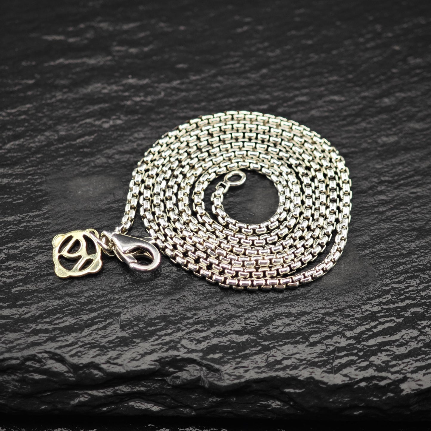 Vintage David Yurman Sterling Silver Gold 14K Gold Tag 2mm Box Chain Necklace