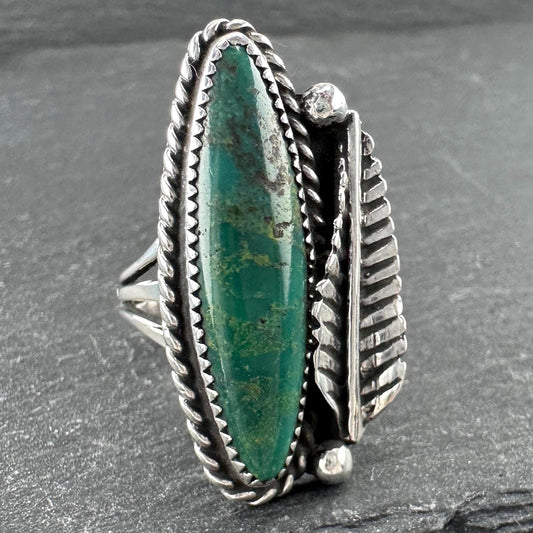 Native American, Green Turquoise Ring Sterling Silver