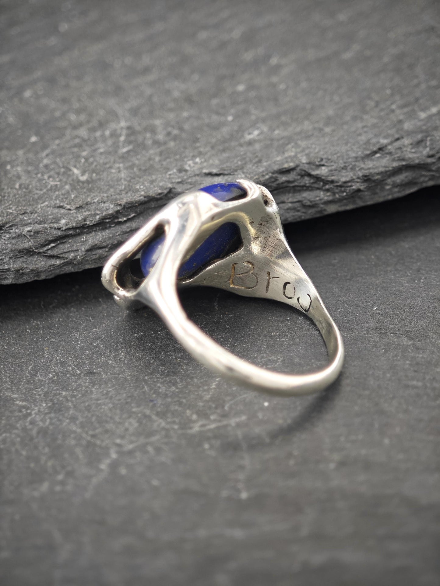 Vintage Abstract, Lapis Ring Sterling Silver