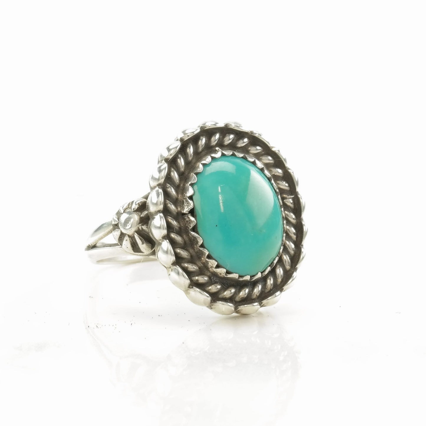 Navajo Guild Silver Ring Turquoise Sterling Size 7 1/2