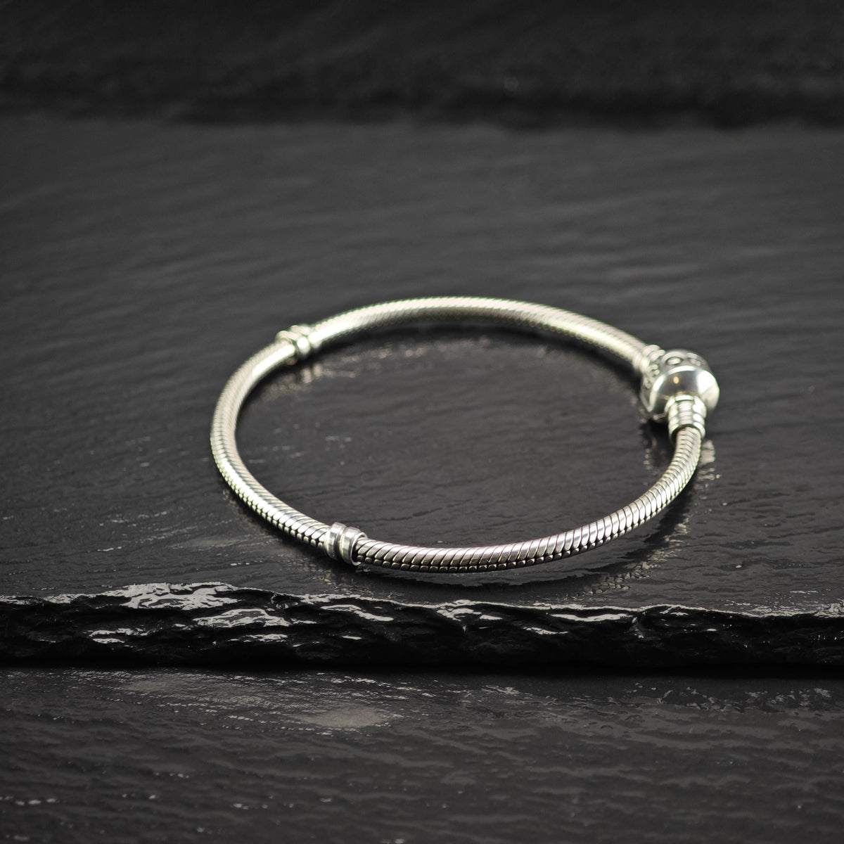 Vintage Pandora Sterling Silver Line Bracelet Sz 7" BR3182