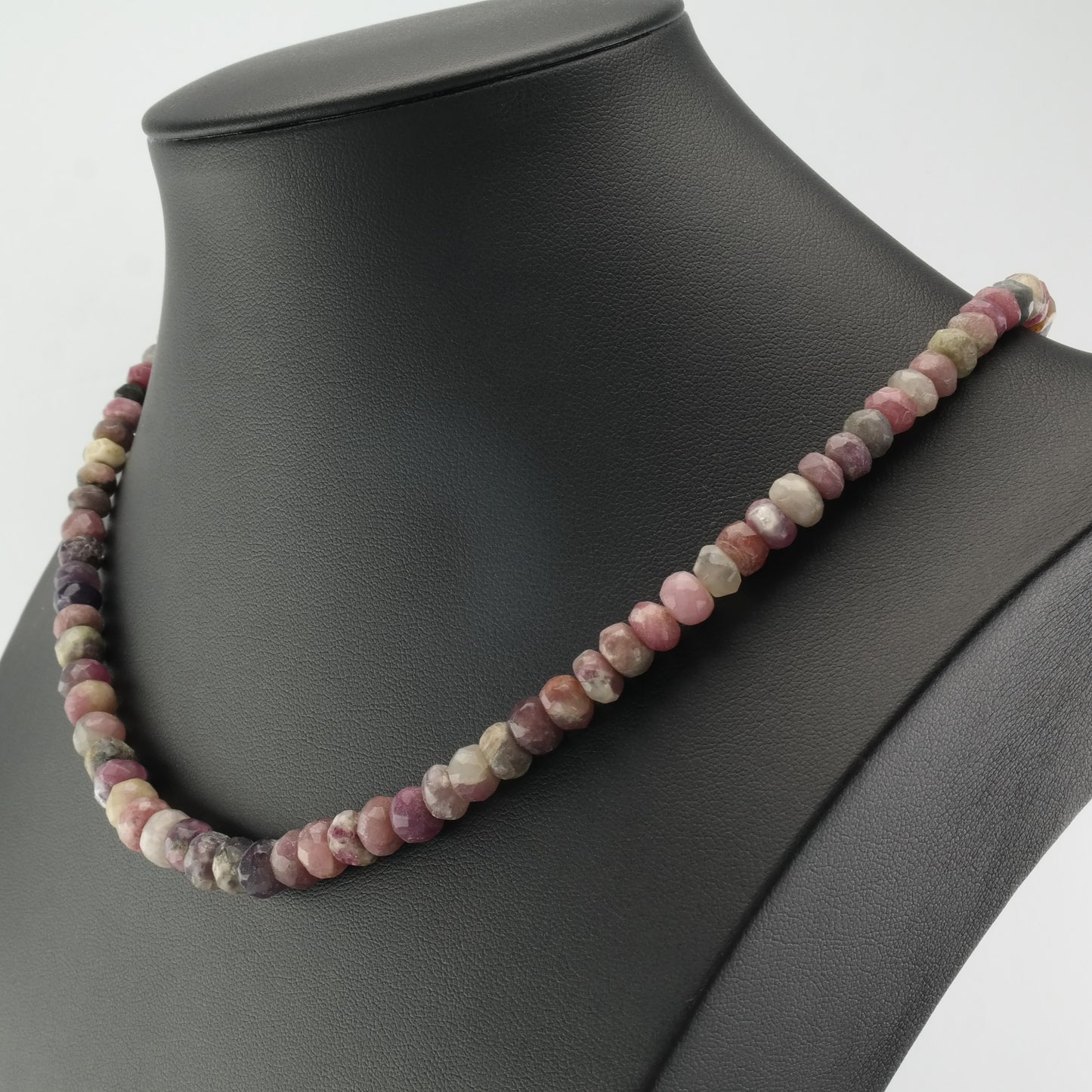 DTR Sterling Silver Opaque Corundum, Ruby Faceted Bead Necklace