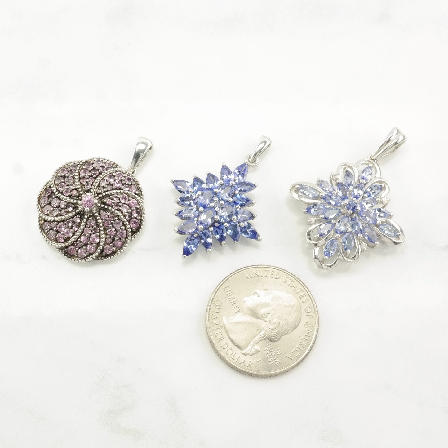 Vintage Topaz, Tanzanite Sterling Silver Pendant