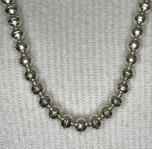 Native American 13mm Bench Beads Sterling Silver Necklace