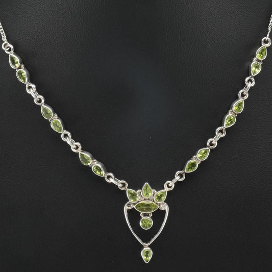 Peridot Sterling Silver Floral Necklace N2383