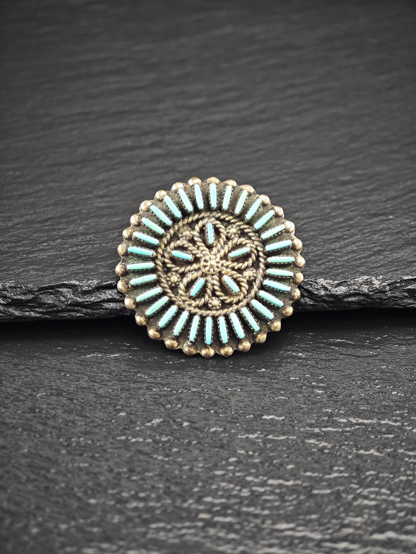 Native American, Zuni Cluster Brooch/Pendant Sterling Silver