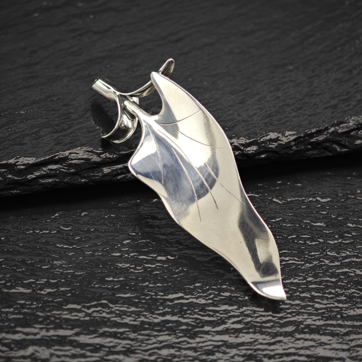 Vintage Sterling Silver Leaf Brooch from Denmark Elegant Design