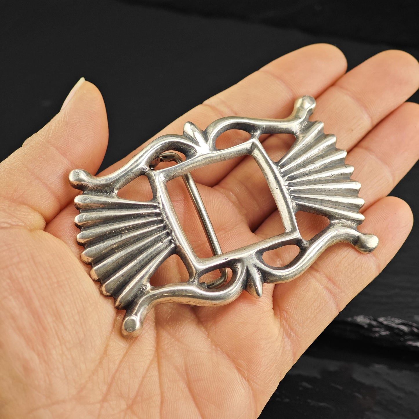 Sandcast Navajo Sterling Silver Belt Buckle MISC0384