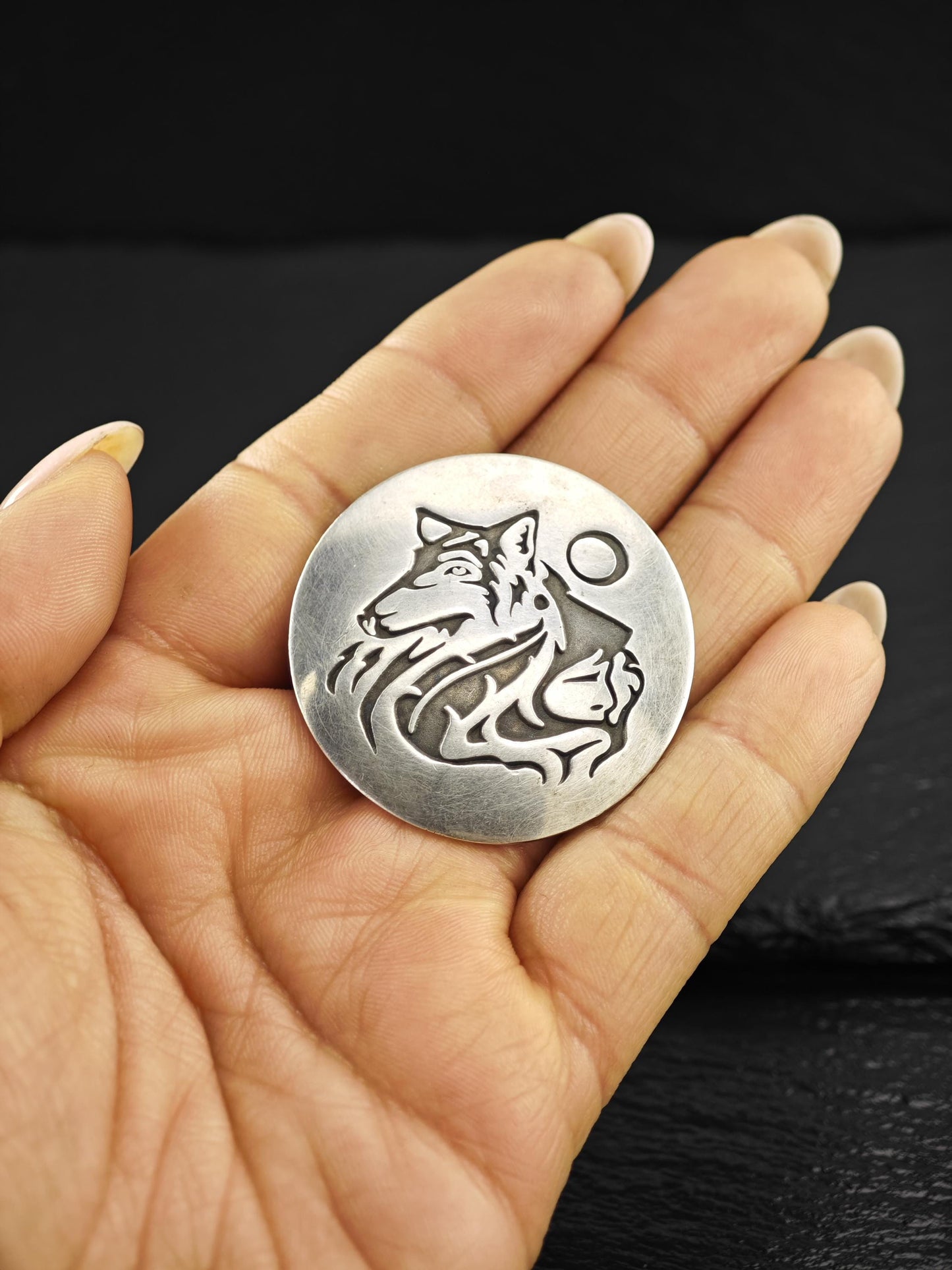 MAG, Jeanne Gamble Wolf, Moon Overlay Brooch/Pendant Sterling Silver