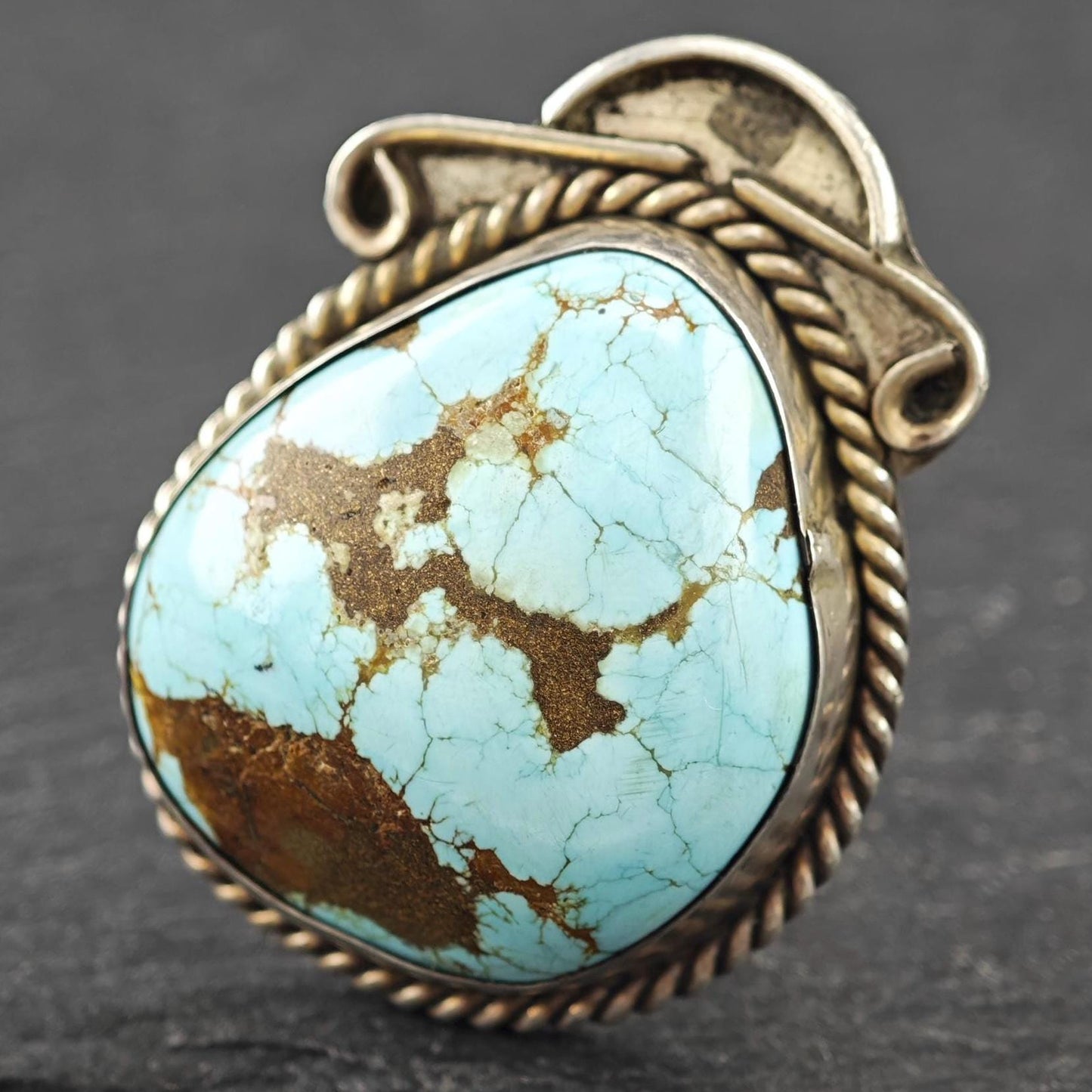 Native American, Large Number Eight Turquoise Ring Sterling Silver