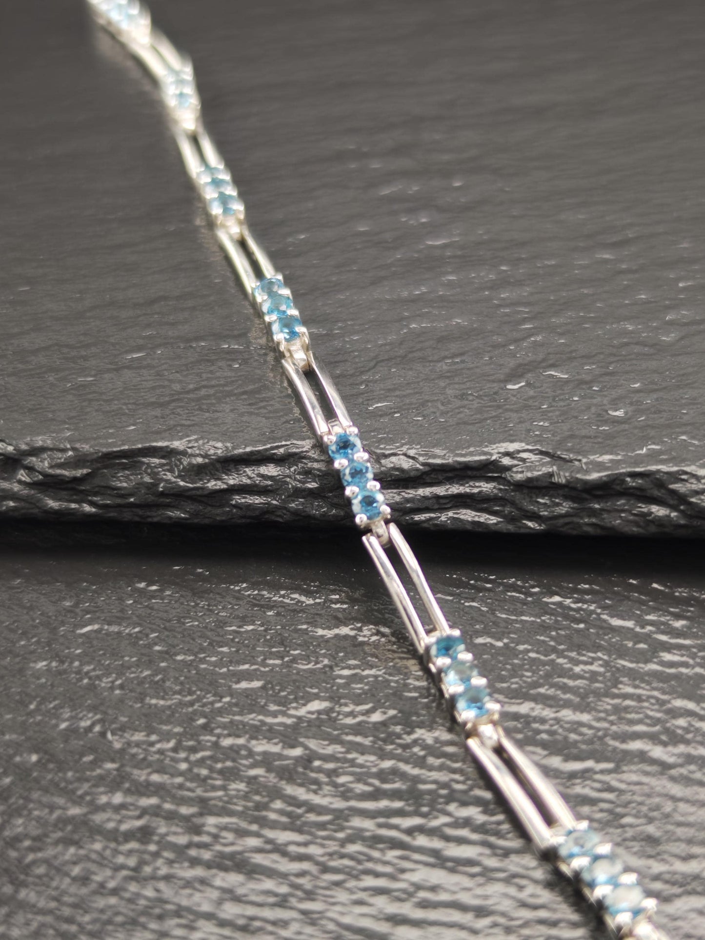 Choice of Blue Topaz Line Bracelet Sterling Silver