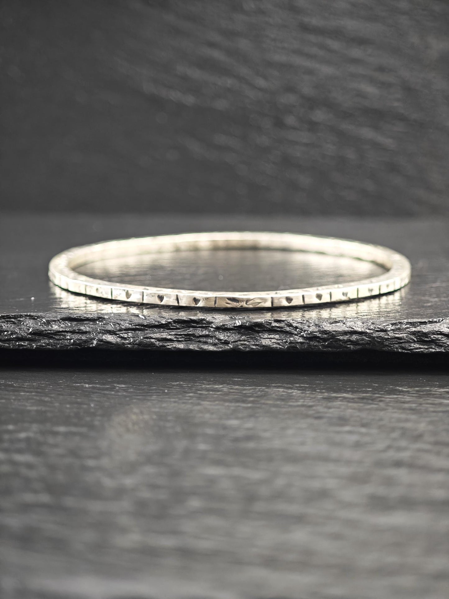 Stackable Foreign Brutalist, Bangle Bracelet Sterling Silver
