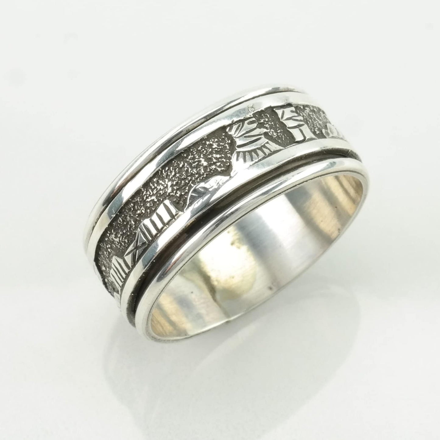 Sterling Silver Ring Western Band Size 12 1/4