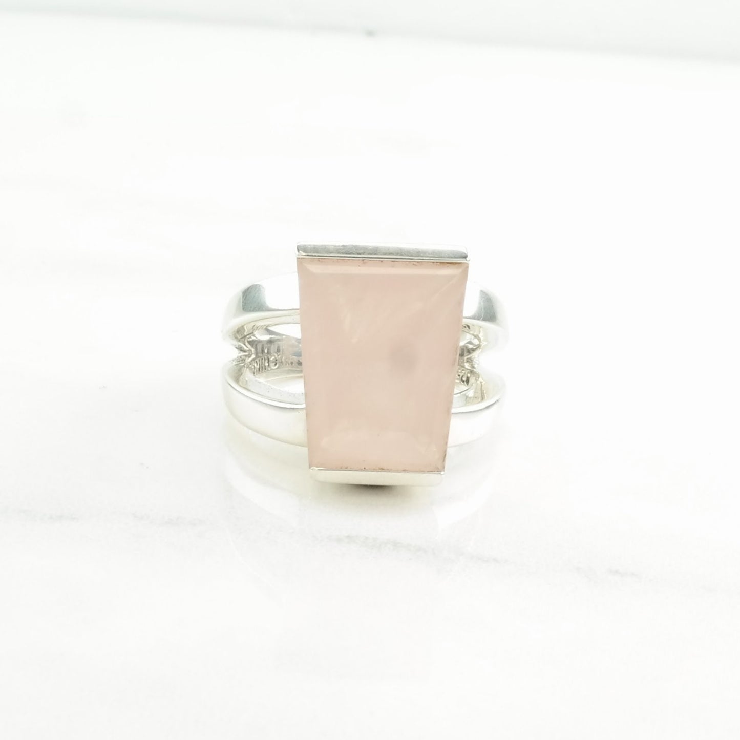 Sterling Silver Ring Rose Quartz Pink Size 8