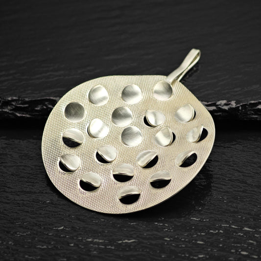 Modernist Circular Sterling Silver Pendant P3118