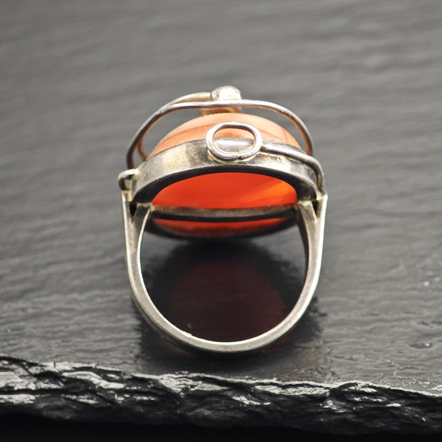Large Handmade Pink Agate Wire Overlay Design Sterling Silver Ring Sz 8 R6634