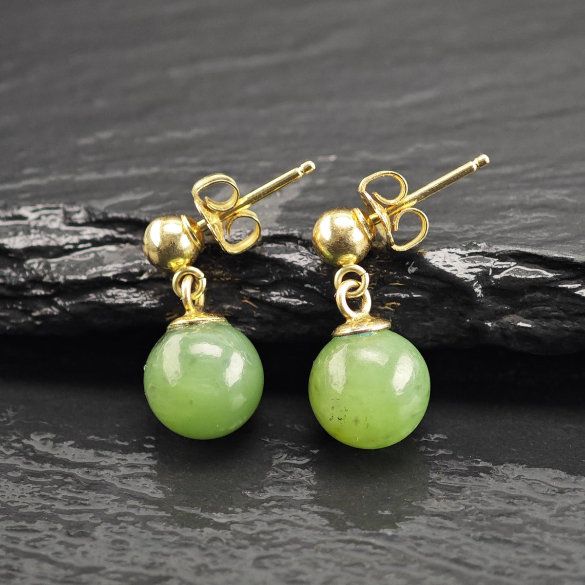 Nephrite Jade 14K Gold Stud/Dangle Earrings ER3224