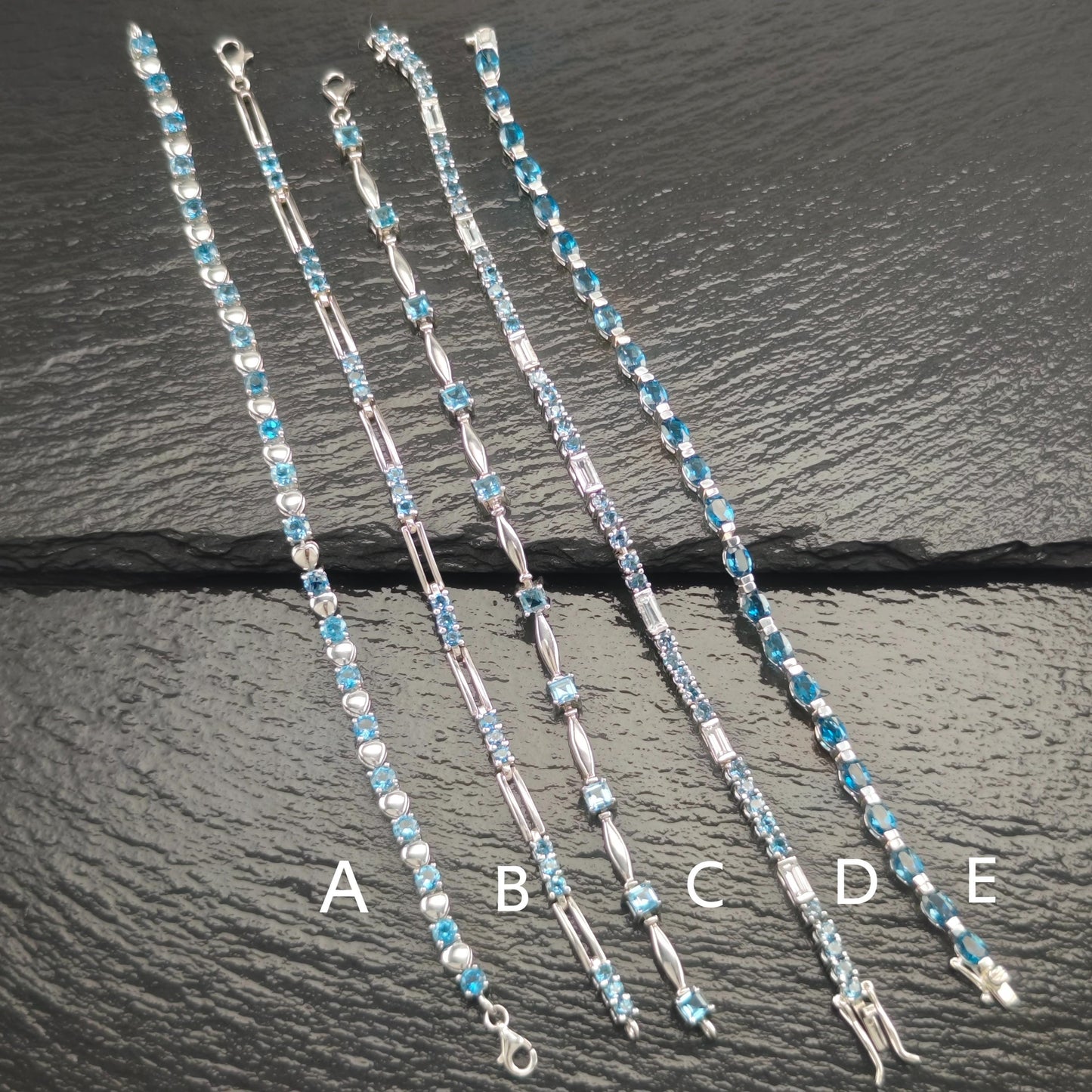 Choice of Blue Topaz Line Bracelet Sterling Silver
