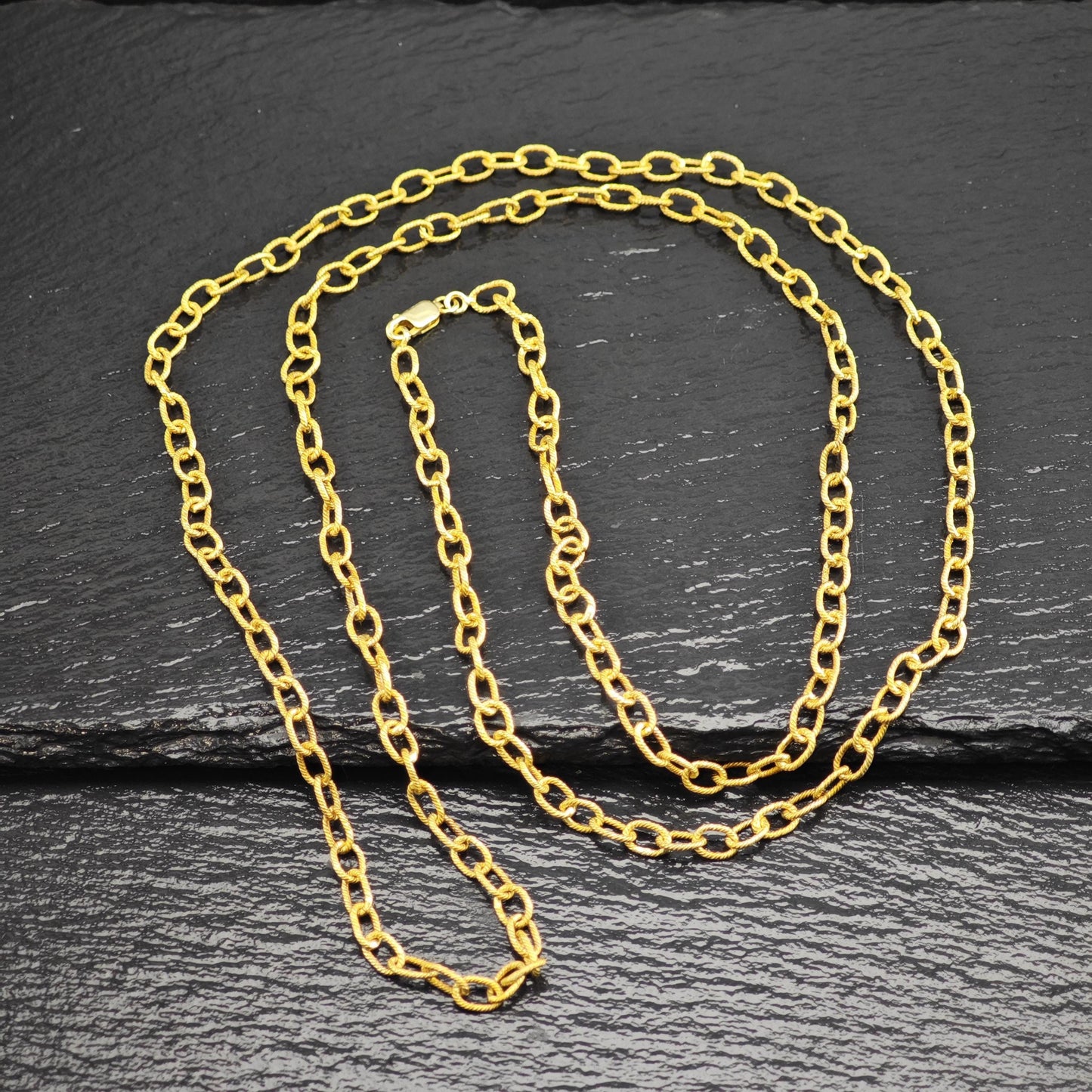 Gold Plated Oval Chain Sterling Silver Necklace N2755